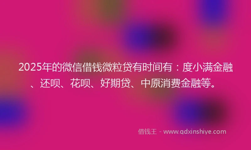 2025年的微信借钱微粒贷有时间有：度小满金融、还呗、花呗、好期贷、中原消费金融等。