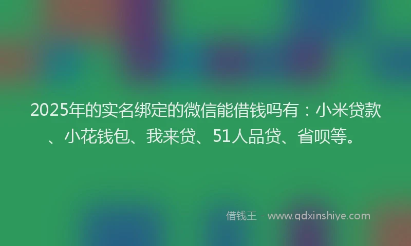 2025年的实名绑定的微信能借钱吗有：小米贷款、小花钱包、我来贷、51人品贷、省呗等。