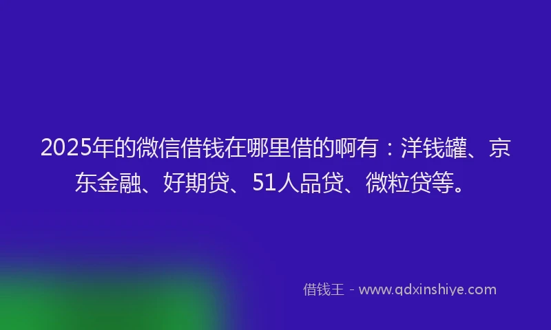 2025年的微信借钱在哪里借的啊有：洋钱罐、京东金融、好期贷、51人品贷、微粒贷等。