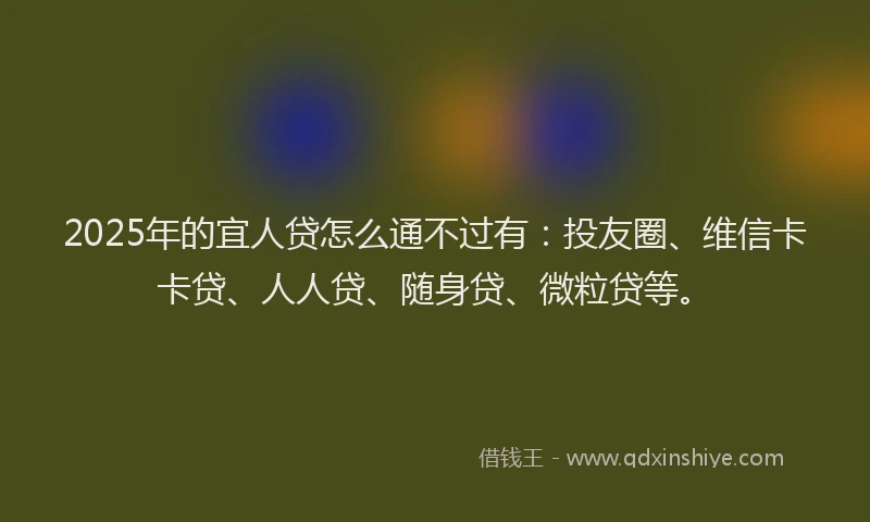 2025年的宜人贷怎么通不过有：投友圈、维信卡卡贷、人人贷、随身贷、微粒贷等。