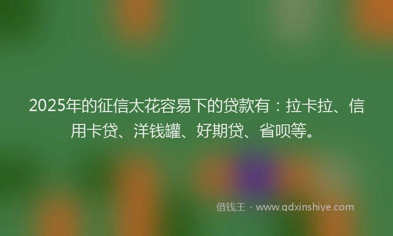 2025年的征信太花容易下的贷款有：拉卡拉、信用卡贷、洋钱罐、好期贷、省呗等。