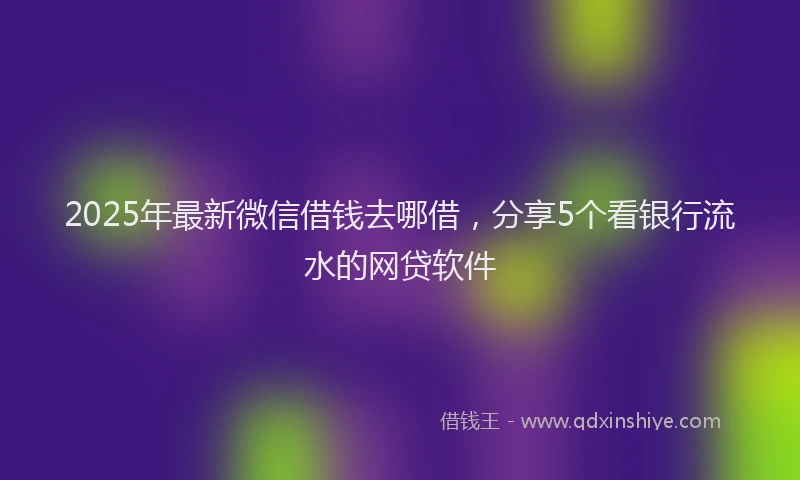 2025年最新微信借钱去哪借，分享5个看银行流水的网贷软件