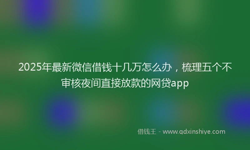 2025年最新微信借钱十几万怎么办，梳理五个不审核夜间直接放款的网贷app