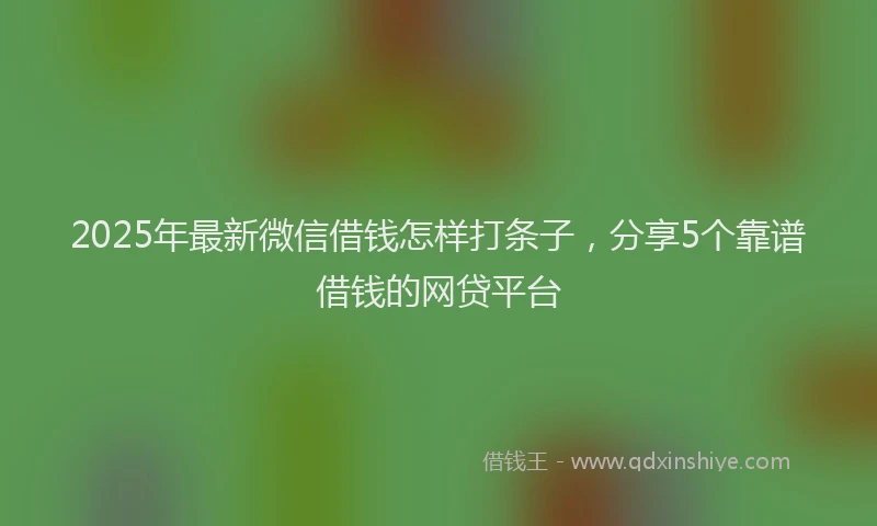 2025年最新微信借钱怎样打条子，分享5个靠谱借钱的网贷平台