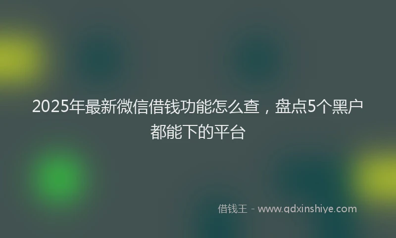 2025年最新微信借钱功能怎么查，盘点5个黑户都能下的平台