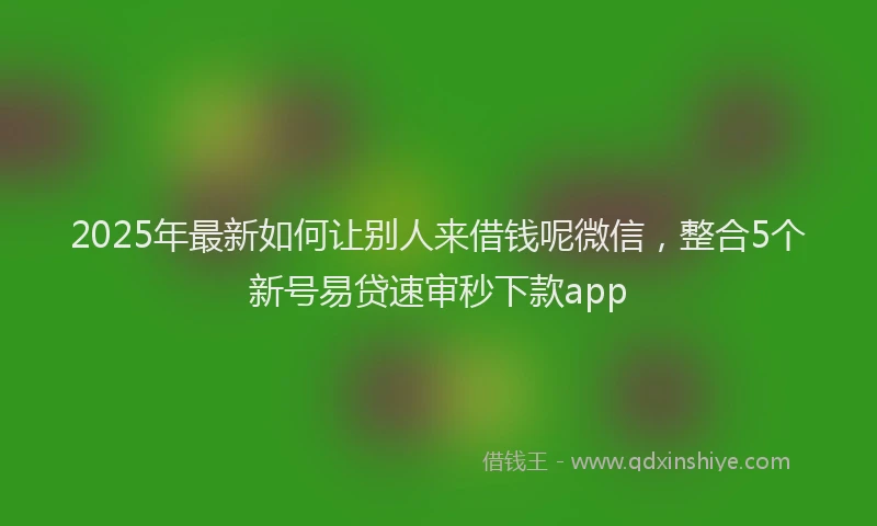 2025年最新如何让别人来借钱呢微信，整合5个新号易贷速审秒下款app