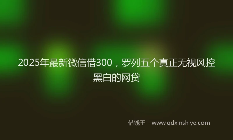 2025年最新微信借300，罗列五个真正无视风控黑白的网贷