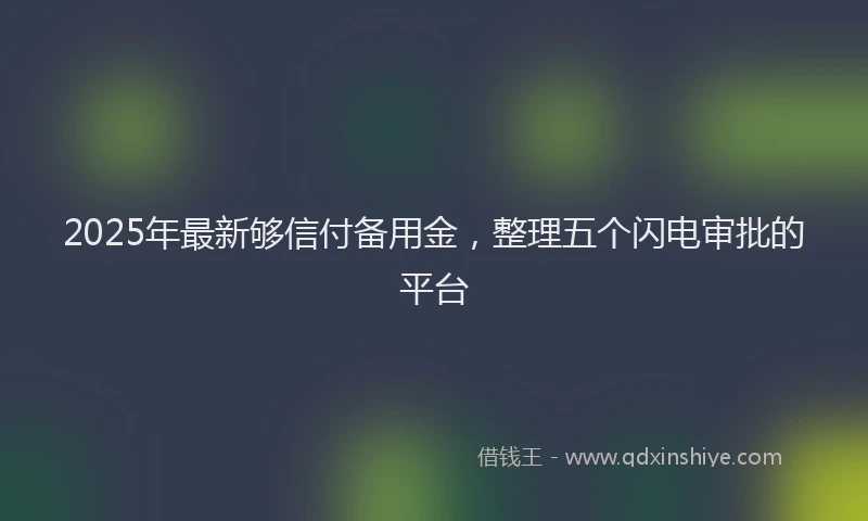 2025年最新够信付备用金，整理五个闪电审批的平台