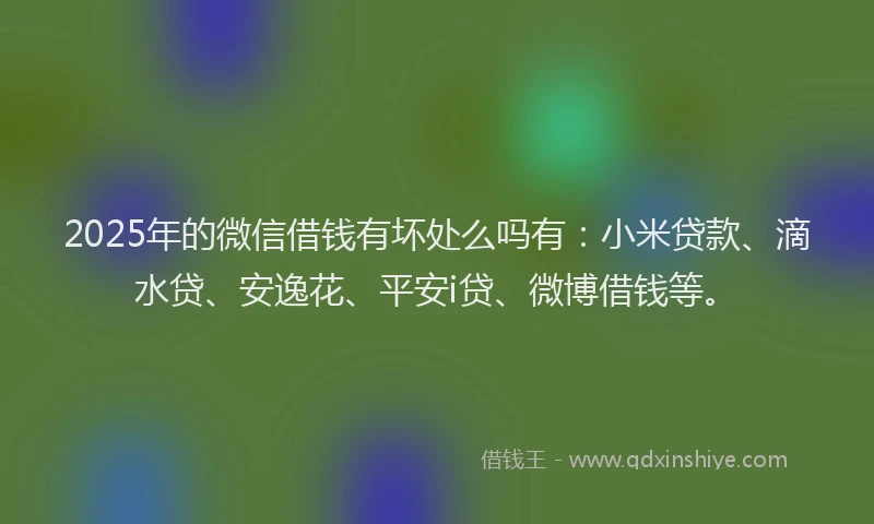 2025年的微信借钱有坏处么吗有：小米贷款、滴水贷、安逸花、平安i贷、微博借钱等。