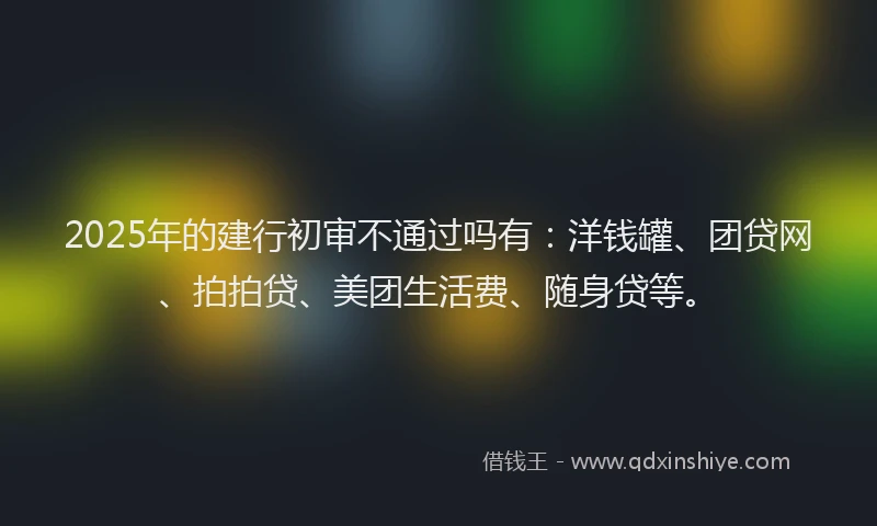 2025年的建行初审不通过吗有：洋钱罐、团贷网、拍拍贷、美团生活费、随身贷等。