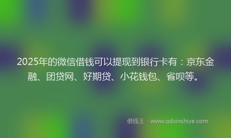 2025年的微信借钱可以提现到银行卡有：京东金融、团贷网、好期贷、小花钱包、省呗等。