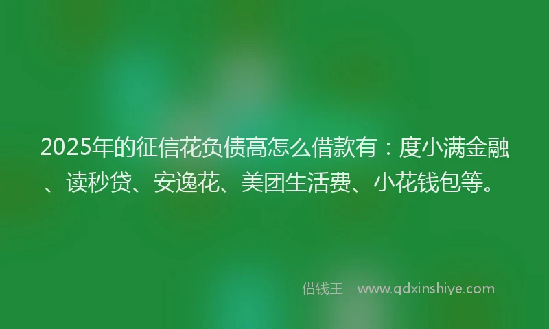 2025年的征信花负债高怎么借款有：度小满金融、读秒贷、安逸花、美团生活费、小花钱包等。