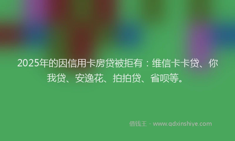 2025年的因信用卡房贷被拒有：维信卡卡贷、你我贷、安逸花、拍拍贷、省呗等。