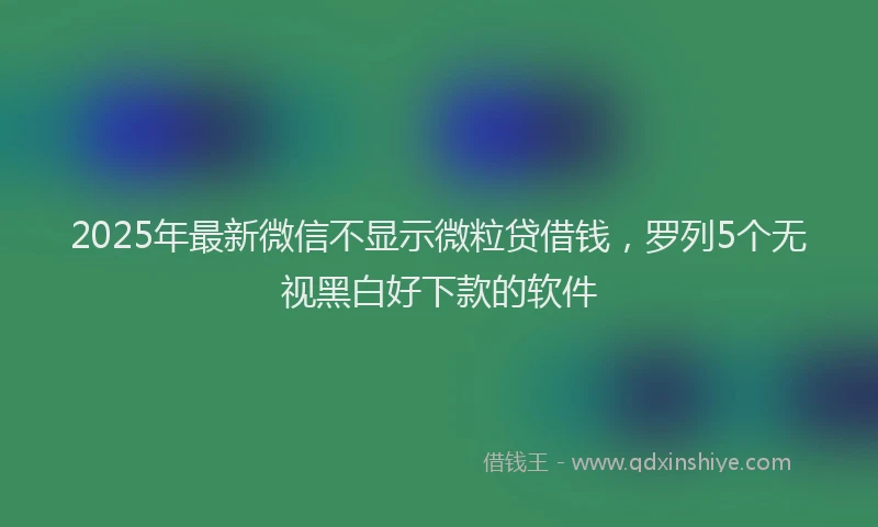 2025年最新微信不显示微粒贷借钱，罗列5个无视黑白好下款的软件