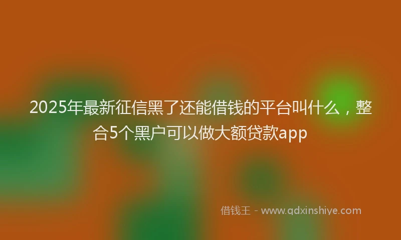 2025年最新征信黑了还能借钱的平台叫什么，整合5个黑户可以做大额贷款app