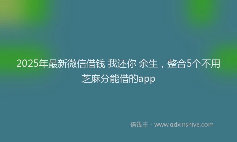 2025年最新微信借钱 我还你 余生，整合5个不用芝麻分能借的app