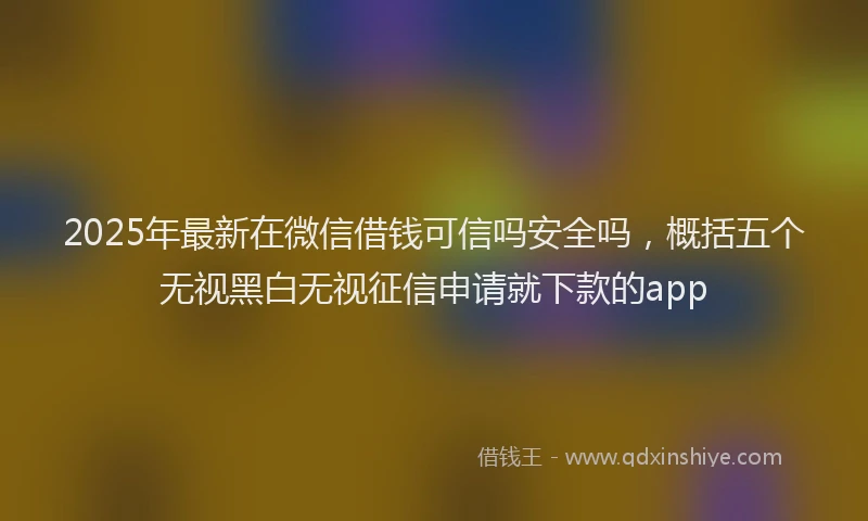 2025年最新在微信借钱可信吗安全吗，概括五个无视黑白无视征信申请就下款的app