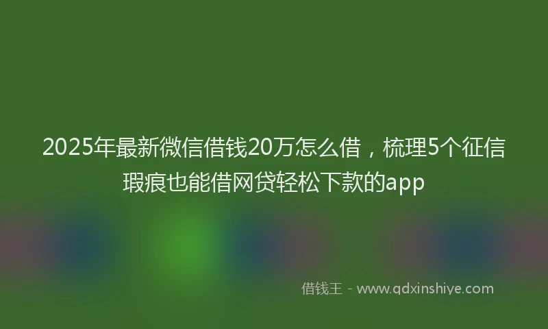 2025年最新微信借钱20万怎么借，梳理5个征信瑕疵也能借网贷轻松下款的app
