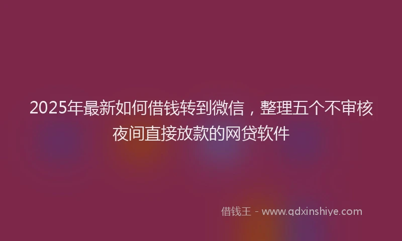 2025年最新如何借钱转到微信，整理五个不审核夜间直接放款的网贷软件