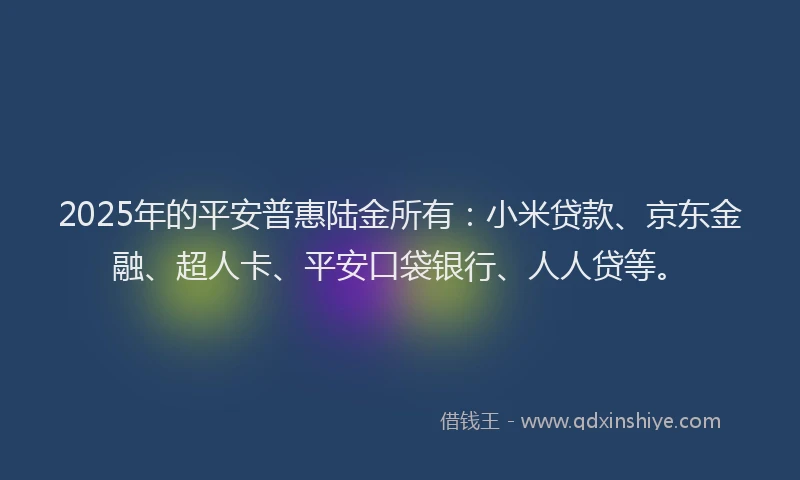 2025年的平安普惠陆金所有：小米贷款、京东金融、超人卡、平安口袋银行、人人贷等。