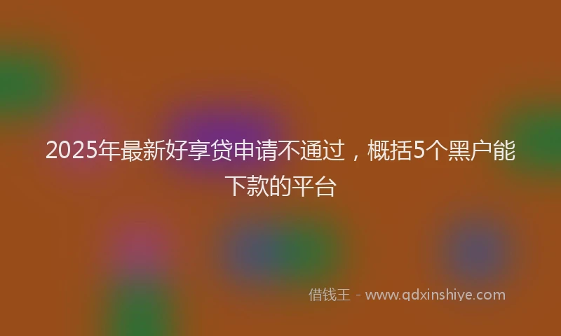 2025年最新好享贷申请不通过，概括5个黑户能下款的平台