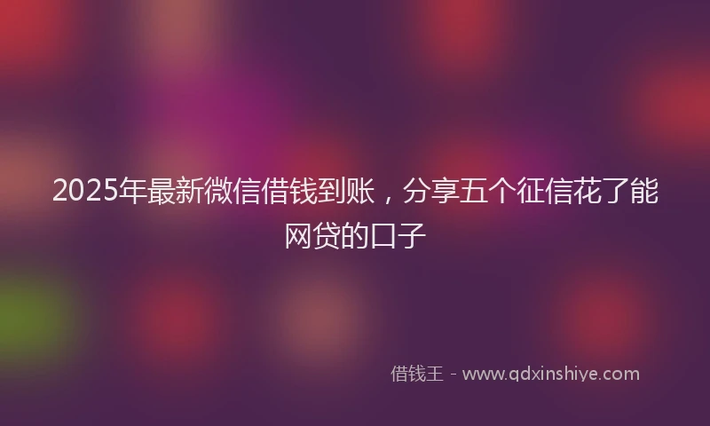 2025年最新微信借钱到账，分享五个征信花了能网贷的口子