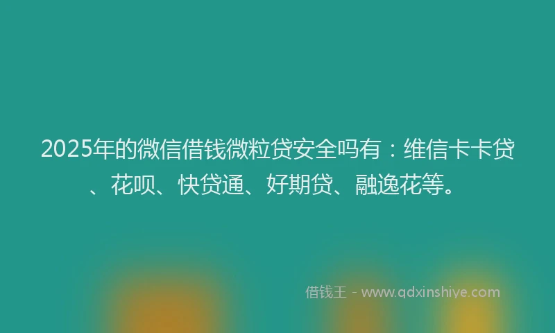 2025年的微信借钱微粒贷安全吗有：维信卡卡贷、花呗、快贷通、好期贷、融逸花等。