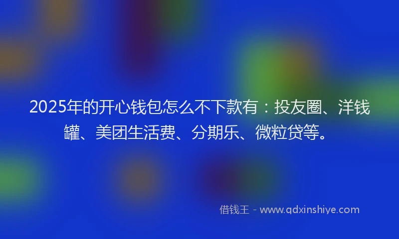 2025年的开心钱包怎么不下款有：投友圈、洋钱罐、美团生活费、分期乐、微粒贷等。