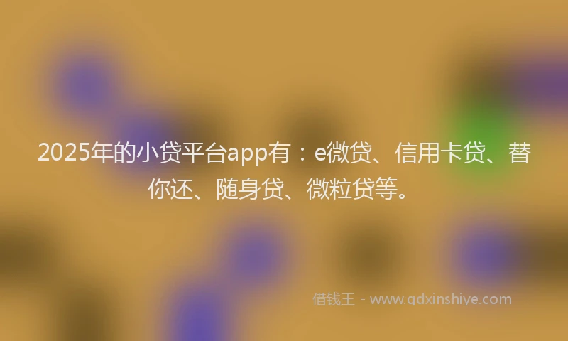 2025年的小贷平台app有：e微贷、信用卡贷、替你还、随身贷、微粒贷等。