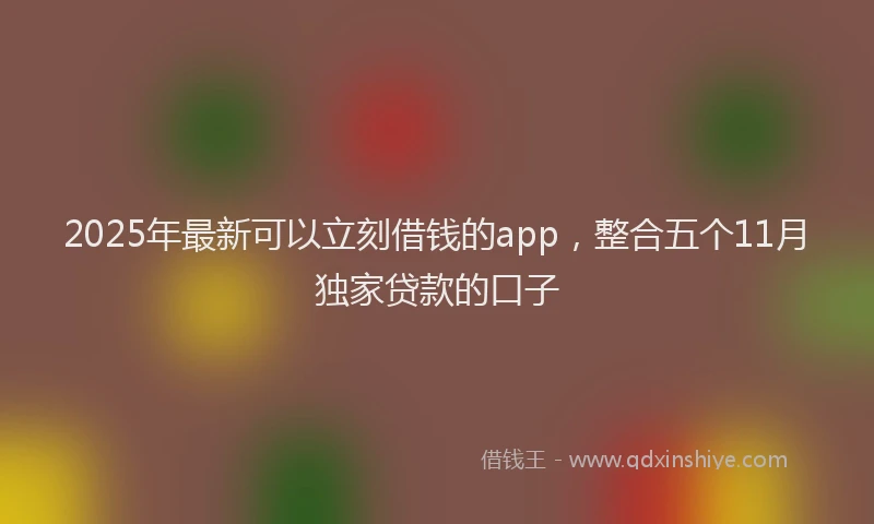 2025年最新可以立刻借钱的app，整合五个11月独家贷款的口子