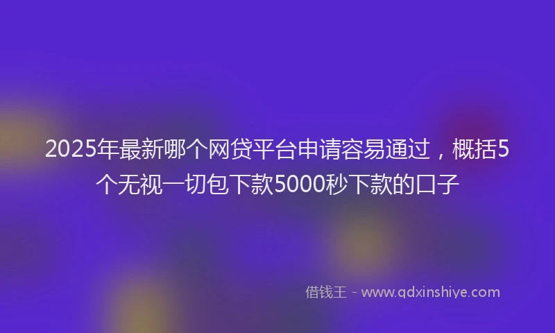 2025年最新哪个网贷平台申请容易通过，概括5个无视一切包下款5000秒下款的口子