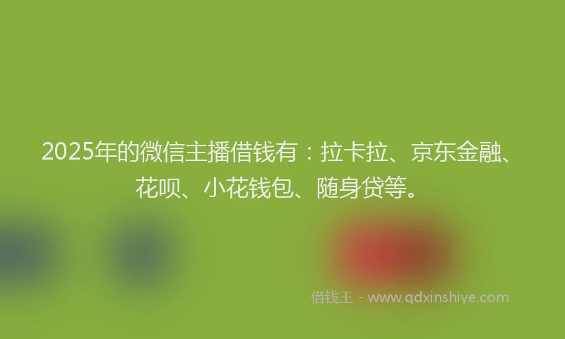 2025年的微信主播借钱有：拉卡拉、京东金融、花呗、小花钱包、随身贷等。