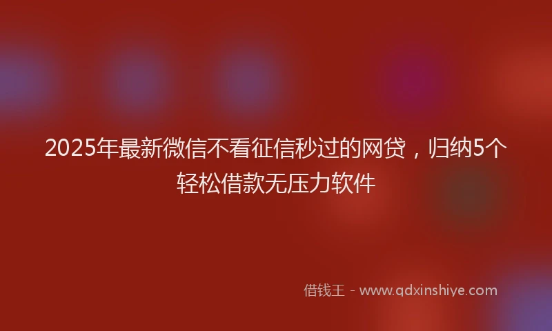 2025年最新微信不看征信秒过的网贷，归纳5个轻松借款无压力软件