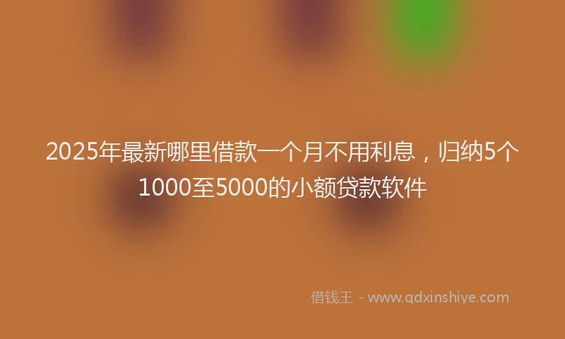2025年最新哪里借款一个月不用利息，归纳5个1000至5000的小额贷款软件