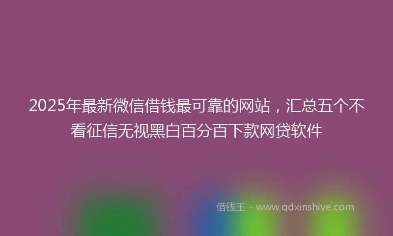 2025年最新微信借钱最可靠的网站，汇总五个不看征信无视黑白百分百下款网贷软件