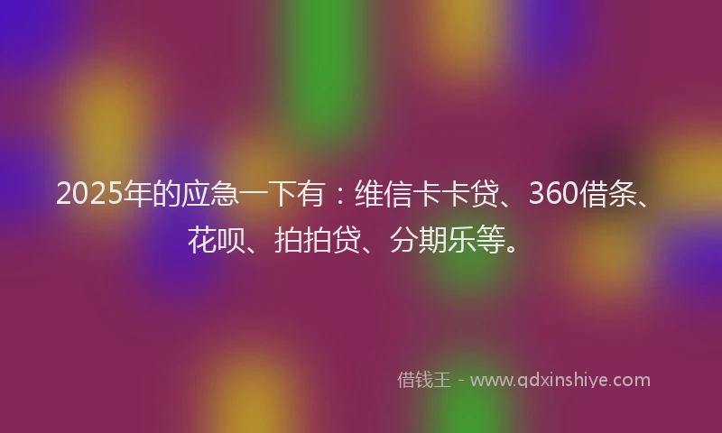 2025年的应急一下有：维信卡卡贷、360借条、花呗、拍拍贷、分期乐等。