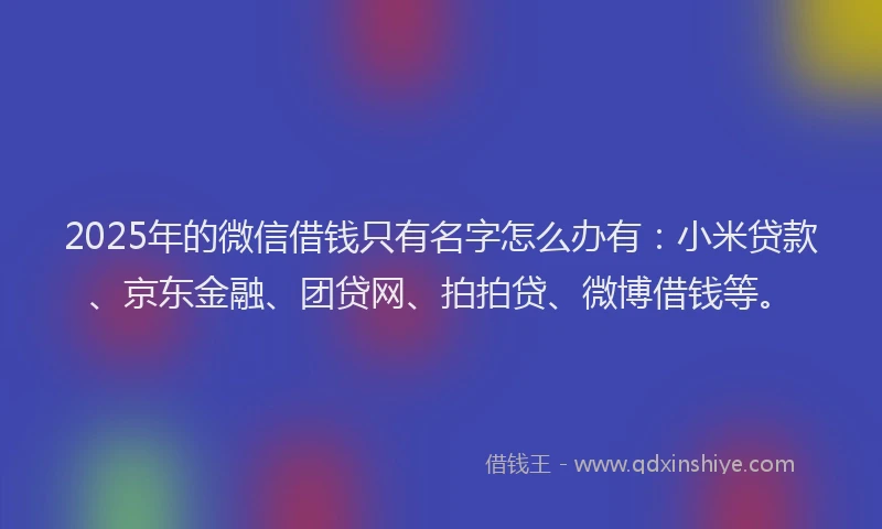 2025年的微信借钱只有名字怎么办有：小米贷款、京东金融、团贷网、拍拍贷、微博借钱等。