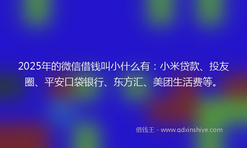 2025年的微信借钱叫小什么有：小米贷款、投友圈、平安口袋银行、东方汇、美团生活费等。