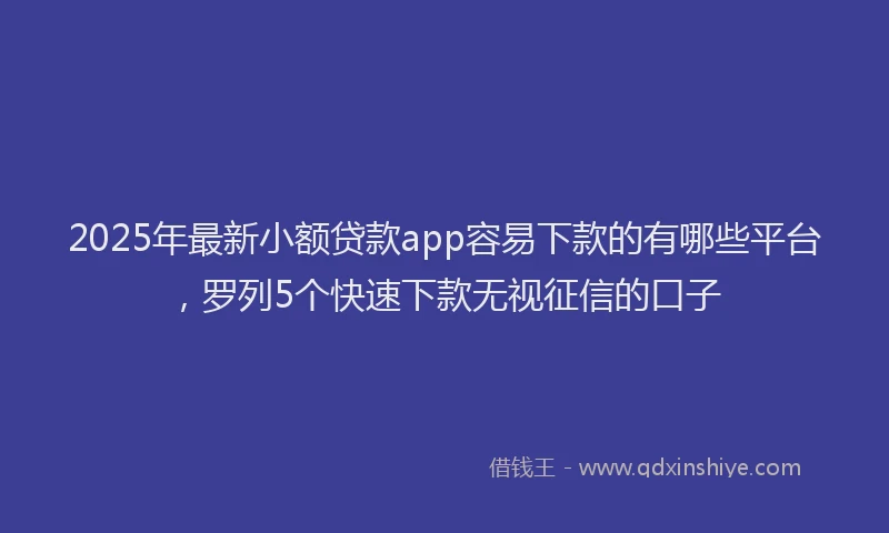 2025年最新小额贷款app容易下款的有哪些平台，罗列5个快速下款无视征信的口子
