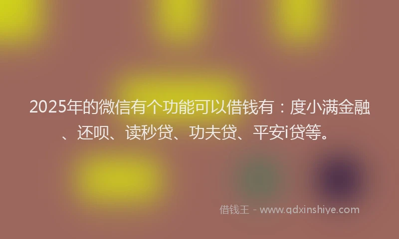 2025年的微信有个功能可以借钱有：度小满金融、还呗、读秒贷、功夫贷、平安i贷等。