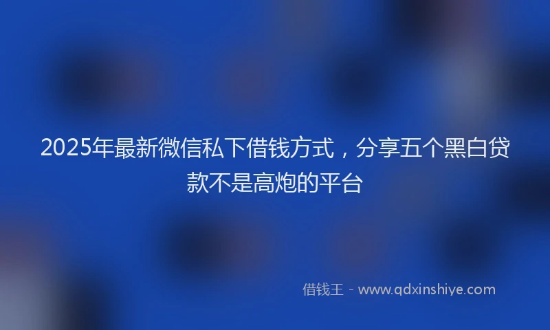 2025年最新微信私下借钱方式，分享五个黑白贷款不是高炮的平台