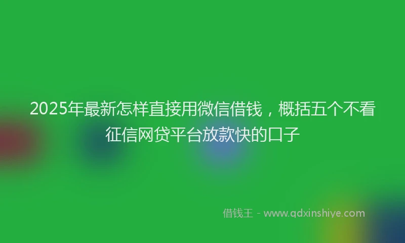 2025年最新怎样直接用微信借钱，概括五个不看征信网贷平台放款快的口子
