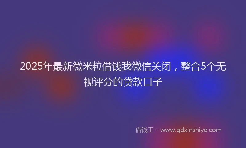 2025年最新微米粒借钱我微信关闭，整合5个无视评分的贷款口子