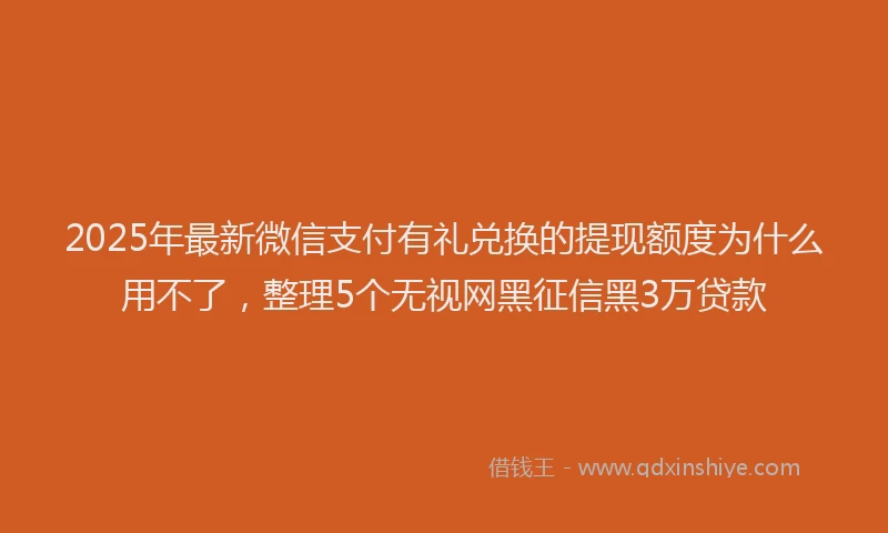 2025年最新微信支付有礼兑换的提现额度为什么用不了，整理5个无视网黑征信黑3万贷款