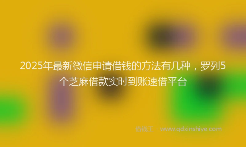 2025年最新微信申请借钱的方法有几种，罗列5个芝麻借款实时到账速借平台