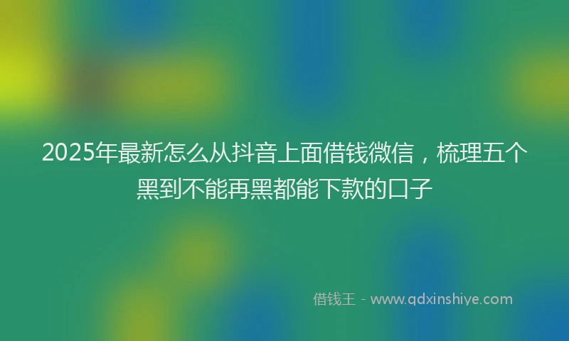 2025年最新怎么从抖音上面借钱微信，梳理五个黑到不能再黑都能下款的口子