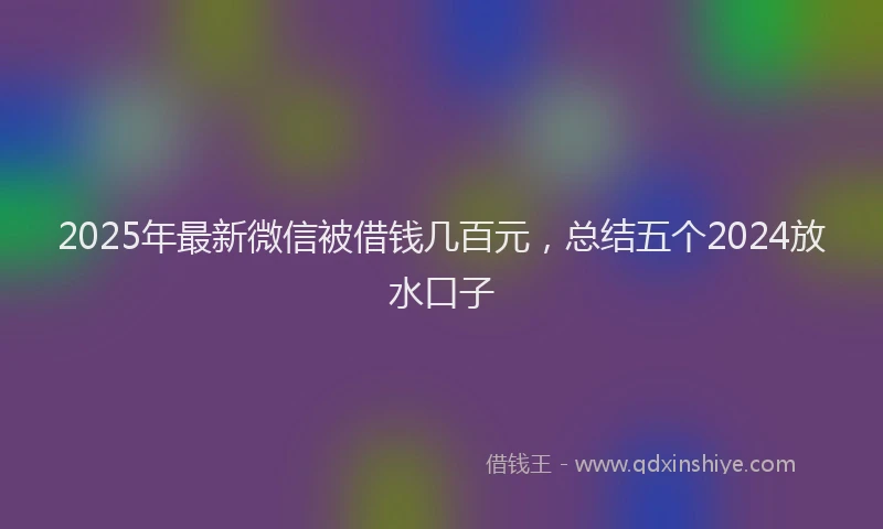 2025年最新微信被借钱几百元，总结五个2024放水口子