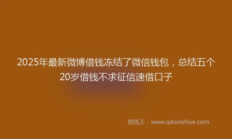 2025年最新微博借钱冻结了微信钱包，总结五个20岁借钱不求征信速借口子