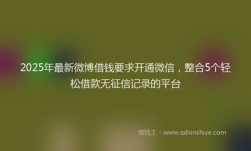 2025年最新微博借钱要求开通微信，整合5个轻松借款无征信记录的平台