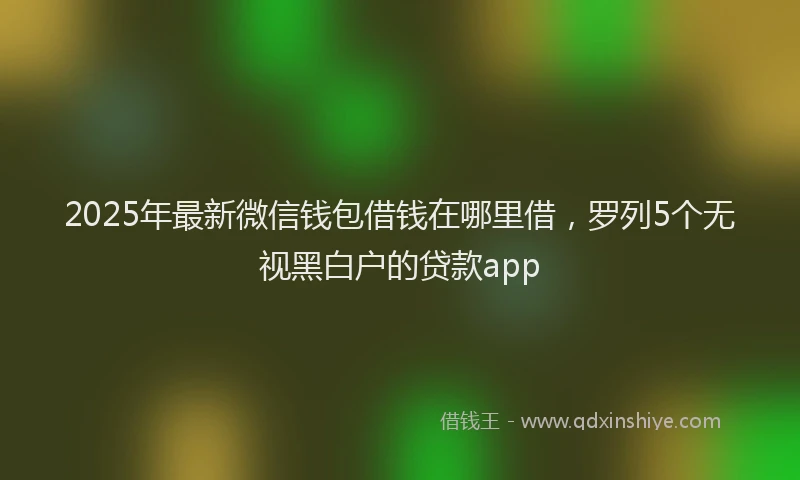 2025年最新微信钱包借钱在哪里借，罗列5个无视黑白户的贷款app